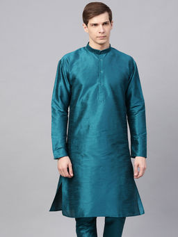 SOJANYA - Silk Blend Teal Green Only Long Kurta