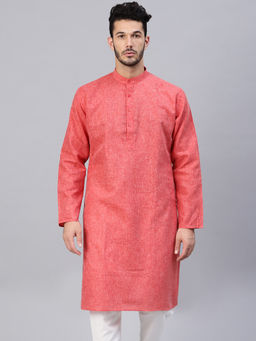 SOJANYA - Cotton Linen Blend Red Solid Only Long Kurta