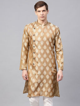 SOJANYA - Jacquard Silk Brown Self Design Only Long Kurta
