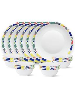Larah by Borosil - White Garnet Opalware 18 Piece Dinner Set