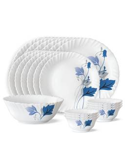Larah by Borosil - White Ageria Opalware 19 Piece Dinner Set