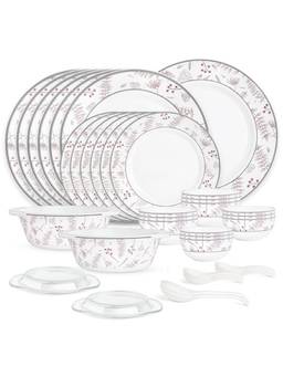 Larah by Borosil - White Grandeur Opalware 37 Piece Dinner Set