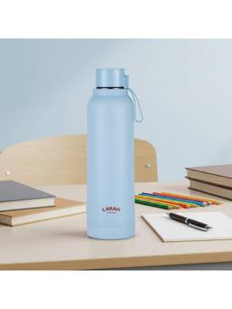 Larah by Borosil - Blue Orbit Mint Pu Insulated Stainless Steel Bottle (700ml)