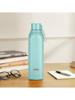 Larah by Borosil - Cube Mint Green Pu Insulated Stainless Steel Bottle (700ml)