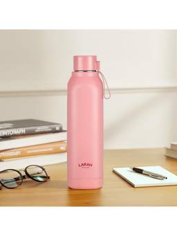Larah by Borosil - Cube Pink Pu Insulated Stainless Steel Bottle (700ml)