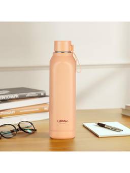 Larah by Borosil - Cube Gold Pu Insulated Stainless Steel Bottle (700ml)