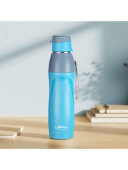 Larah by Borosil - Blue Drift Sky Pu Insulated Stainless Steel Bottle (650ml)
