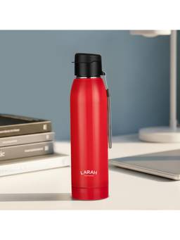 Larah by Borosil - Airo Red Pu Insulated Stainless Steel Bottle (650ml)