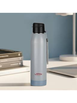 Larah by Borosil - Airo Grey Pu Insulated Stainless Steel Bottle (650ml)