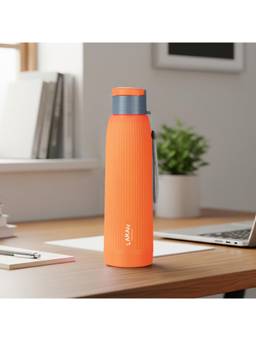 Larah by Borosil - Lava Orange Pu Insulated Stainless Steel Bottle (700ml)