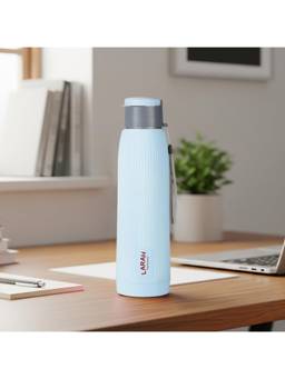 Larah by Borosil - Lava Grey Pu Insulated Stainless Steel Bottle (700ml)