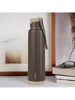 Larah by Borosil - Amaze Brown Pu Insulated Stainless Steel Bottle (680ml)