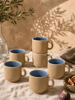 Vola - Blue Earthen Soul Earth Porcelain Mugs (Pack of 6)