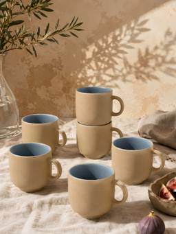 Vola - Grey Earthen Soul Earth Porcelain Mugs (Pack of 6)