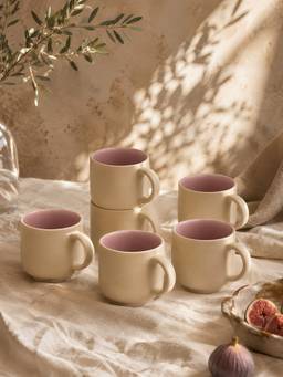 Vola - Pink Earthen Soul Earth Porcelain Mugs (Pack of 6)