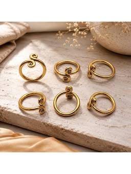 SAGE KONCPT - Gold Lilly Napkin Rings (Pack Of 6)