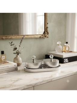 SAGE KONCPT - Silver New Fluted Condiment Jars with Lid