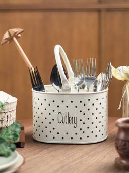Voncasa - White Printed Stylish Cutlery Holder