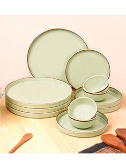 Voncasa - Green Glossy Finish 20 Piece Dinner Set