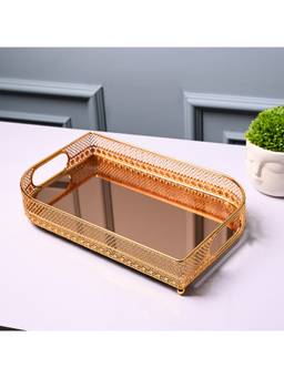 Voncasa - Glossy Gold Leaf Shape Serving Tray