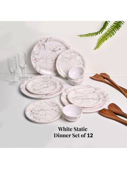 Voncasa - White Static Melamine Easy to Clean 12-Piece Dinner Set