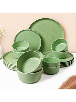 Voncasa - Green Hammered Melamine 20 Piece Dinner Set