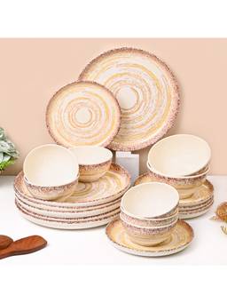Voncasa - Cream Spiral Melamine 20 Piece Dinner Set