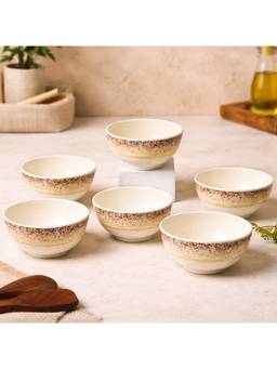 Voncasa - Cream Spiral Melamine Soup Bowls (Pack of 6)