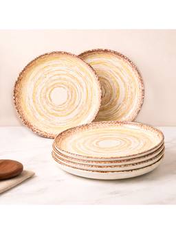 Voncasa - Dream Spiral Cream Melamine Quarter Plates (Pack of 6)