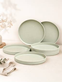 Voncasa - Pastel Green Melamine Quarter Plates (Pack of 6)