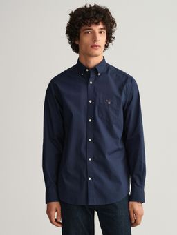 GANT - Men Navy Blue Solid Regular Fit Shirt