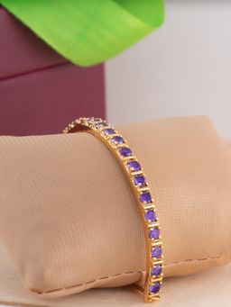 Estele - Gold Plated Candy Bracelet with Blue American Diamonds Bracelet (Adjustable)
