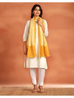 Fabindia - Yellow Silk Printed Stole