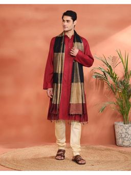 Fabindia - Black Silk Colorblock Stole