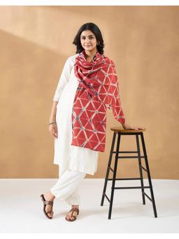 Fabindia - Maroon Viscose Tie & Dye Stole