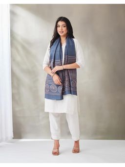 Fabindia - Grey Silk Printed Stole
