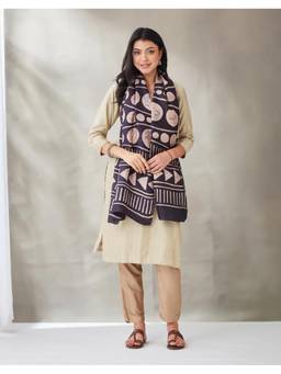 Fabindia - Purple Silk Printed Stole