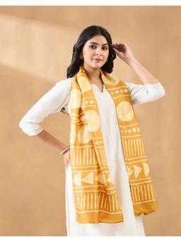 Fabindia - Mustard Silk Printed Stole