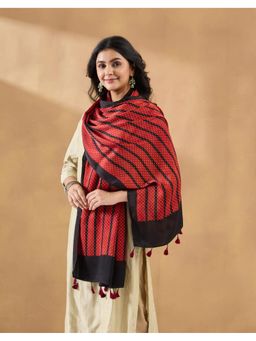 Fabindia - Red Viscose Polka Dots Stole