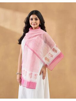 Fabindia - Pink Cotton Printed Stole