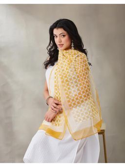 Fabindia - Yellow Cotton Geometric Stole