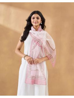 Fabindia - Off White Cotton Geometric Stole