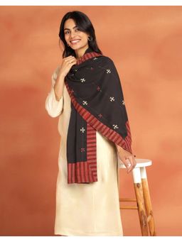 Fabindia - Black Cotton Embroidered Stole