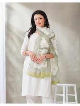 Fabindia - Off White Cotton Printed Stole