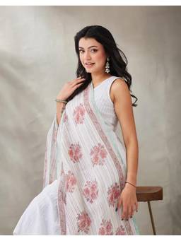 Fabindia - Pink Linen Printed Stole