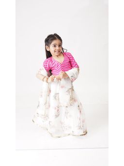 Tiny Pants - White Organza Lehnga (Set of 3)