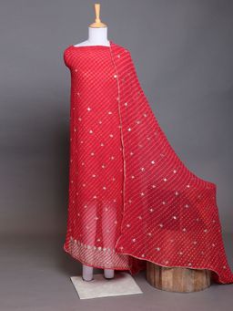 Zari Jaipur - Red Georgette Fabric with Aari, Cut Dana, Gota, Gota Patti (Set of 2)