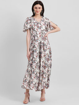 Zink London - Beige Paisley Print Maxi Dress
