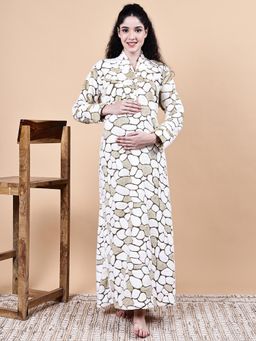 Secret Wish - Multi-Color Abstract Fur Winter Maternity Nighty