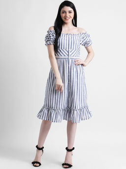 Zink London - Multi-Color Stripes Bardot Dress